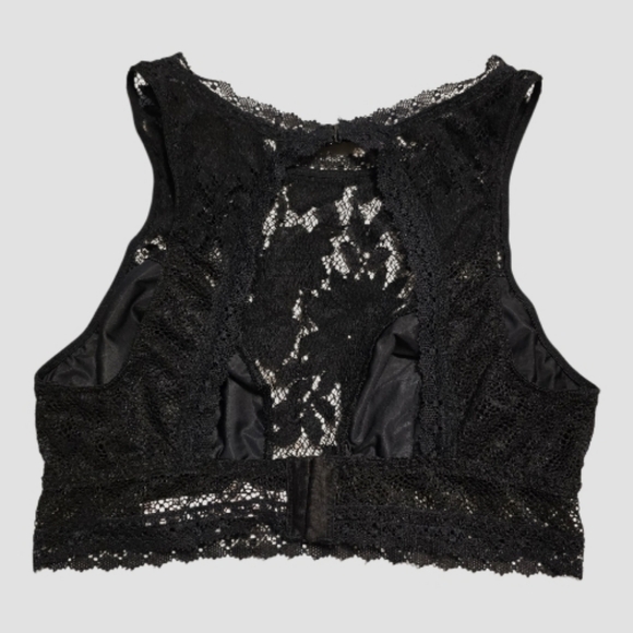 Victoria's Secret Bralette Medium Black Lace Halter Romantic Whimsigoth Lingerie - Picture 4 of 10